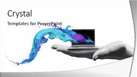  Presentation with human - Colorful slide set enhanced with close-up-of-human-hand backdrop and a white colored foreground