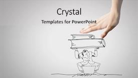  Presentation with hand holding colorful brain sketch - Audience pleasing theme consisting of close up of human hand backdrop and a light gray colored foreground