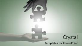  Presentation with connecting - Theme with close up of human hands background and a  colored foreground