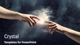  Presentation with human - Amazing PPT theme having close up of human hands backdrop and a wine colored foreground