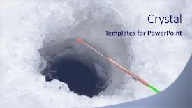  Presentation with sports hockey puck on ice - PPT layouts featuring close up of ice fishing background and a sky blue colored foreground