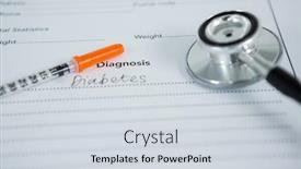  Presentation with diagnosis - Presentation theme consisting of up of injection with diabetes background and a sky blue colored foreground