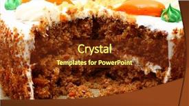 Presentation with cut - Presentation theme enhanced with close up of inside of cut carrot cake background and a tawny brown colored foreground