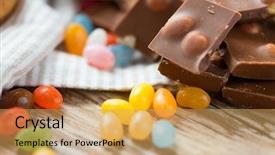  Presentation with junk food - Presentation design enhanced with close up of jelly bean background and a yellow colored foreground
