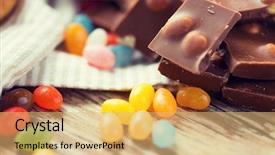  Presentation with energy food and junk food - PPT layouts featuring close up of jelly bean background and a yellow colored foreground