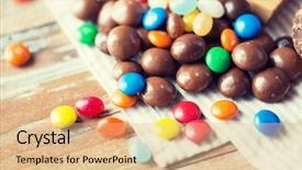  Presentation with energy food and junk food - Cool new presentation theme with close up of jelly bean backdrop and a coral colored foreground