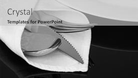  Presentation with linen - PPT theme featuring close-up-of-knife-fork background and a light gray colored foreground