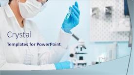  Presentation with test tube laboratory - Colorful slides enhanced with close-up-of-laboratory-technician backdrop and a sky blue colored foreground