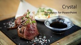  Presentation with couscous - Beautiful PPT theme featuring close up of lamb chops backdrop and a coral colored foreground
