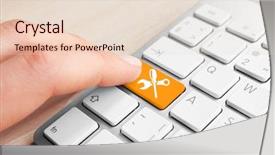  Presentation with how word until page color - Amazing PPT theme having close-up of laptop keyboard backdrop and a lemonade colored foreground