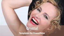  Presentation with lipstick - Colorful PPT layouts enhanced with close up of laughing woman backdrop and a coral colored foreground