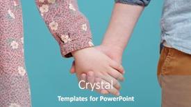  Presentation with cartoon kids holding hands - Presentation design featuring close-up-of-little-boy background and a teal colored foreground