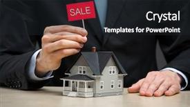  Presentation with real estate for sale - Presentation design consisting of close up of little home background and a dark gray colored foreground