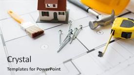  Presentation with architecture construction - Amazing slide deck having close up of living house backdrop and a white colored foreground