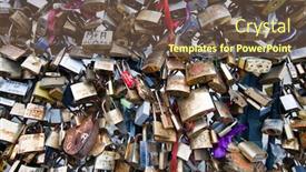  Presentation with padlock - Cool new slide deck with close-up-of-love-padlock backdrop and a violet colored foreground