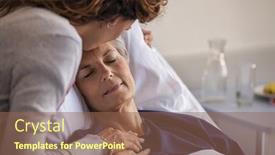  Presentation with hospital bed - Slide deck consisting of close-up-of-lovely-daughter background and a violet colored foreground