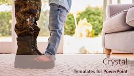  Presentation with army - PPT theme having close-up-of-loving-army background and a lemonade colored foreground