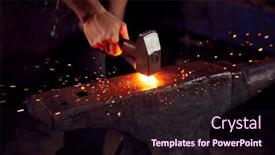  Presentation with close up elements - Beautiful PPT theme featuring close-up-of-male-blacksmith backdrop and a wine colored foreground