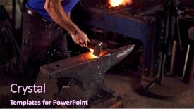  Presentation with close up of rusty rebar - Presentation design featuring close-up-of-male-blacksmith background and a wine colored foreground