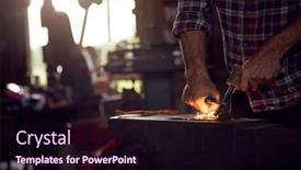  Presentation with lighting - Slide deck having close-up-of-male-blacksmith background and a wine colored foreground