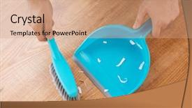  Presentation with cleaning - Theme having close up of male broom background and a coral colored foreground