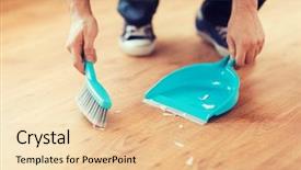  Presentation with cleaning - Beautiful presentation featuring close up of male broom backdrop and a lemonade colored foreground