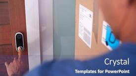  Presentation with courier - Amazing presentation theme having close-up-of-male-courier backdrop and a ocean colored foreground