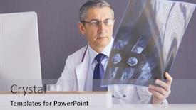  Presentation with roentgen - Slide deck enhanced with close-up-of-male-doctor background and a light gray colored foreground