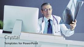  Presentation with roentgen - PPT theme having close-up-of-male-doctor background and a lemonade colored foreground