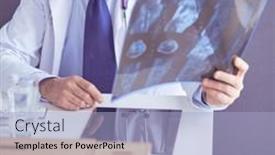  Presentation with roentgen - Beautiful theme featuring close-up-of-male-doctor backdrop and a light blue colored foreground