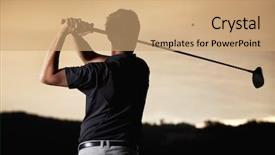  Presentation with swing - Cool new PPT layouts with close up of male golf backdrop and a coral colored foreground