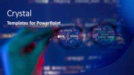  Presentation with eyeglasses - Beautiful slides featuring close-up-of-male-hand backdrop and a navy blue colored foreground