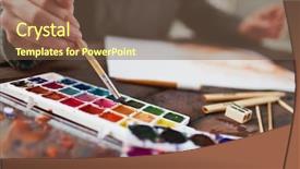  Presentation with water - Slide set with close-up of male hand background and a tawny brown colored foreground