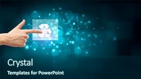  Presentation with recycle - Slide deck enhanced with close up of male hand pushing recycle icon background and a ocean colored foreground