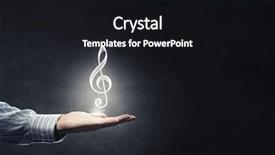  Presentation with music note - PPT theme consisting of treble bass clef - close up of male hand background and a black colored foreground