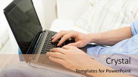  Presentation with lifestyle - Presentation having close up of male hand background and a coral colored foreground