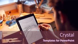  Presentation with studio - Audience pleasing presentation consisting of close-up-of-male-jeweller backdrop and a tawny brown colored foreground