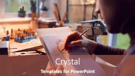  Presentation with sketching - Presentation enhanced with close-up-of-male-jeweller background and a coral colored foreground