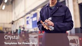  Presentation with motor engine - Slide deck consisting of close-up-of-male-motor background and a violet colored foreground