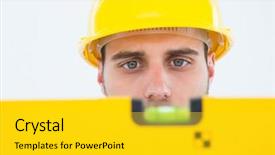  Presentation with spirit - Slides featuring up of male technician using background and a yellow colored foreground