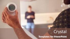  Presentation with control - Cool new PPT layouts with close-up-of-man-adjusting backdrop and a tawny brown colored foreground