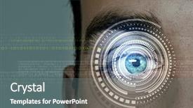  Presentation with eye - Beautiful theme featuring close up of man eye backdrop and a gray colored foreground