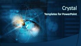  Presentation with sewing process close up - Audience pleasing PPT layouts consisting of close up of man eye backdrop and a navy blue colored foreground