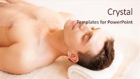  Presentation with spa salon - PPT theme consisting of close up of man face in spa salon background and a cream colored foreground