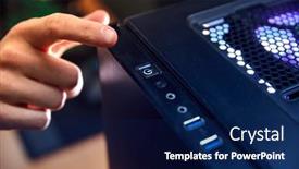  Presentation with gaming - PPT layouts with close-up-of-man-gaming background and a navy blue colored foreground