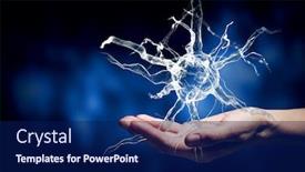  Presentation with nerve - Audience pleasing PPT theme consisting of man hand holding nerve backdrop and a navy blue colored foreground