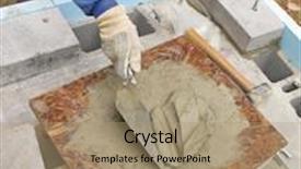  Presentation with loading - PPT layouts consisting of close-up of man loading trowel with mortar background and a coral colored foreground