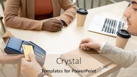  Presentation with credit card - PPT layouts featuring close-up-of-man-paying background and a soft green colored foreground