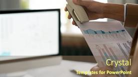  Presentation with financial report - Slide set consisting of close-up-of-man-preparing background and a violet colored foreground