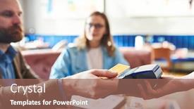  Presentation with cashless - Colorful PPT theme enhanced with close-up-of-man-putting backdrop and a coral colored foreground